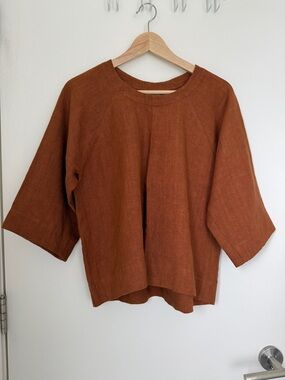 Linen Top - Rust Brown
